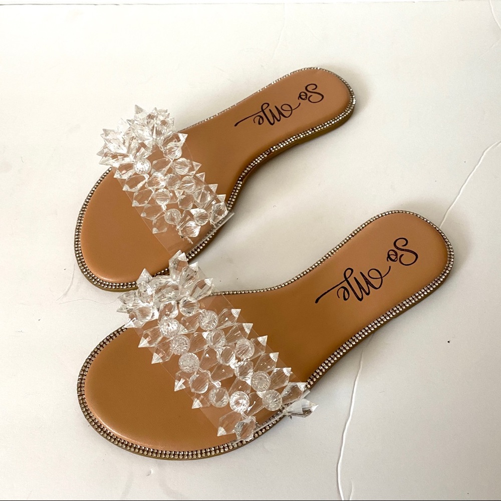 Clear Strap Studded Sandals